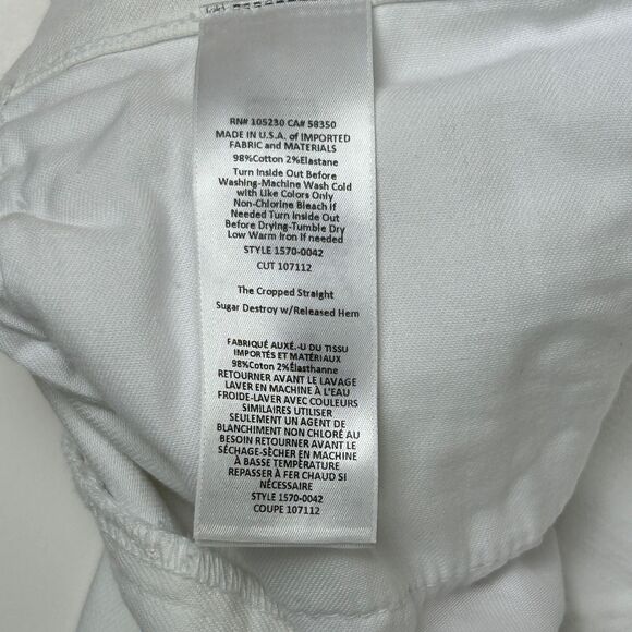 Current Elliott Cropped Straight Sugar Destroy White Jeans Released Hem Denim 29 - Picture 13 of 15